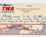 1957 QSL TWA World Route Map 4X4KK Lydda Airport ISRAEL Jubilee Marathon  - $13.86