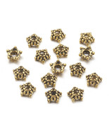 20 Flower Bead Caps Antique Gold Tone Spacers Findings Floral Star - €1,91 EUR