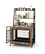 Industrial Dog Kennel Dog Crate Furniture with Storage Shelves-Rustic Br... - $298.14 CAD