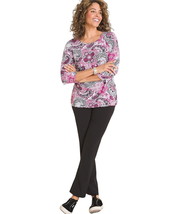 Zenergy Chicos Petite Crushed Pink Paisley Pullover Tunic Top Lightweight 4P - £26.09 GBP