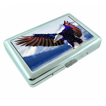 American Flag D18 Silver Metal Cigarette Case RFID Protection Wallet - $16.78