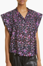 Isabel Marant Etoile Damen Leaza Pintuck Floral bedruckte Bluse Tunika Top S 34 - £189.63 GBP