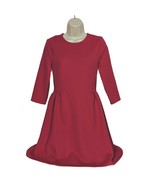Jack Sheath Dress Size Small Red Boat Neck Mesh Ruffles Zip Up Casual - $27.72