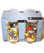 New Vintage Set of 4 1983 Smurf Glasses Papa Smurf &amp; Smurfette Luminarc ... - $59.39