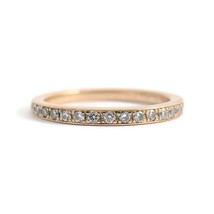 Authenticity Guarantee 
Thin Pave Diamond Wedding Band Ring 18K Pink Rose Gol... - £555.55 GBP