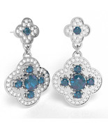 Shamrock Clover Leaf Lab-Created Alexandrite Diamond Earrings In 14k Whi... - $1,571.49 CAD