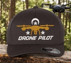 Drone Operator Hat  Drone Pilot Embroidered Flex Fit DARK GRAY Hat Drone... - £21.55 GBP