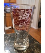 Vintage Falstaff Beer 5.75&quot; Pilsner Beer Glass Brown Label - $15.95