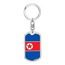 North Korea Flag Swivel Keychain Dog Tag Stainless Steel or 18k Gold - £46.68 GBP