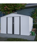 10 X 8 FT Outdoor Storage Shed, All Weather Metal Shed With Lockable Doors - $658.79 CAD