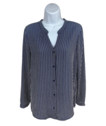 Women&#39;s Navy Office Striped Blouse Office Work Dress Shirt Button up Top... - €17,49 EUR