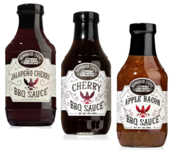 Brownwood Farms BBQ Sauce: Cherry, Jalapeno Cherry &amp; Apple Bacon Variety 3-Pack - £31.61 GBP