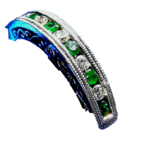 Earth mined Diamond Emerald Deco Wedding Band 14k Filigree Anniversary R... - £769.30 GBP