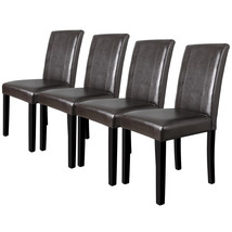 4Pcs Leather Padded Dining Room Living Room Waterproof Chairs Solid Wood Legs - £162.39 GBP