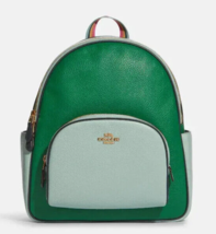 New Coach C2797 Court Backpack Pebble Leather in Colorblock Green / Ligh... - £121.40 GBP