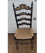 Vintage Hitchcock Style Ladder Back Stenciled Design Beautiful Rush Seat - £196.58 GBP