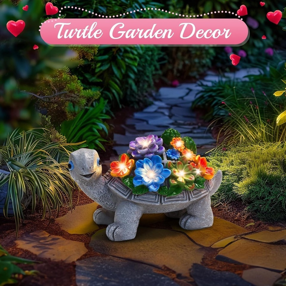Linkax  Solar Turtle Garden Statues Outdoor Decor Resin 4.3"D x 7.5"W x 4.3"H Item image 8