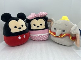 Set Of 3 NEW Squishmallows Disney 5” Mickey &amp; Minnie Mouse &amp; Dumbo NWT K... - $28.04