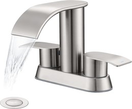 Ultimate Unicorn Waterfall Bathroom Sink Faucet Brushed Nickel, Two Handles - $70.98