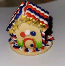 Dollhouse Patriotic Gingerbread House Red White Blue Decoratd  - £7.45 GBP