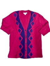 Vintage ADOLFO Sport Women's  80s Tunic Top Color Block Purple Red Sz M - $22.95
