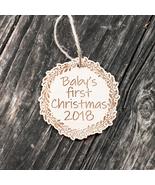 Ornament - Personalized Baby&#39;s First Christmas with your YEAR - Raw Wood... - £15.63 GBP