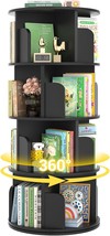 Rotating Bookshelf, Wood Corner Bookshelf, 360 Display Spinning Bookcase, Black - $168.94