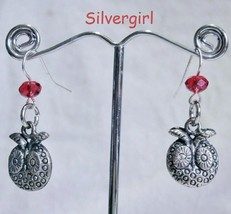 Dangling Pewter Silver Plate Crystal Earrings  Owl OR Double Hearts - £9.48 GBP