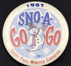 Saint Paul Winter Carnival 1967 Pin Button Vintage Sno-a-GoGo Snowman Mi... - $22.89