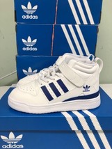 adidas Little Kids Originals Forum Mid 360 Sneaker White/Royal Blue/Whit... - $42.75