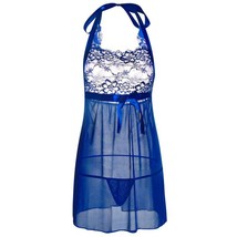 Satin Bow Lace Top Halter Babydoll Set - $16.54 CAD