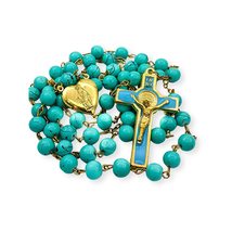 Nazareth Store Blue Glass Beads Rosary Catholic Saint Benedict Prayer Beaded Nec - £9.83 GBP