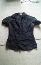 000 Womens Black Worthington Stetch Short sleeve Button Down Shirt Small - £10.21 GBP