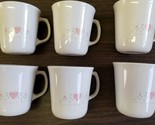 Vintage Corning USA ~  Set of Six (6) ~ Heart Coffee Mugs ~ Creme ~ Gree... - $44.88
