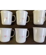 Vintage Corning USA ~  Set of Six (6) ~ Heart Coffee Mugs ~ Creme ~ Gree... - $62.26 CAD