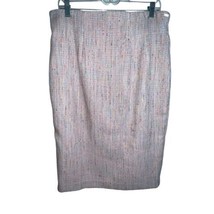 DKNY Women Tweed Pencil Straight Skirt Pink Combo Size 14 Midi Knee Length Zip - £26.88 GBP