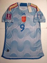 Gavi #9 Spain 2022 World Cup Qatar Match Slim Blue Away Soccer Jersey 2022-2023 - £71.77 GBP