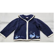 Gymboree Baby 18-24 Months Navy Whale Watching Sailor Collar Zip Up Sweater - $19.80