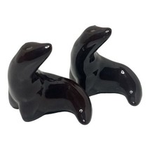 Vintage Redware Pottery Seal Sea Lion Salt &amp; Pepper Shakers Japan Brown - £15.69 GBP