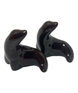 Vintage Redware Pottery Seal Sea Lion Salt &amp; Pepper Shakers Japan Brown - £15.36 GBP