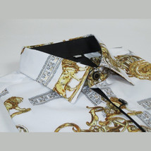Men Sports Shirt by DE-NIKO Long Sleeves Fashion Print Soft Modal DSA125 White image 5
