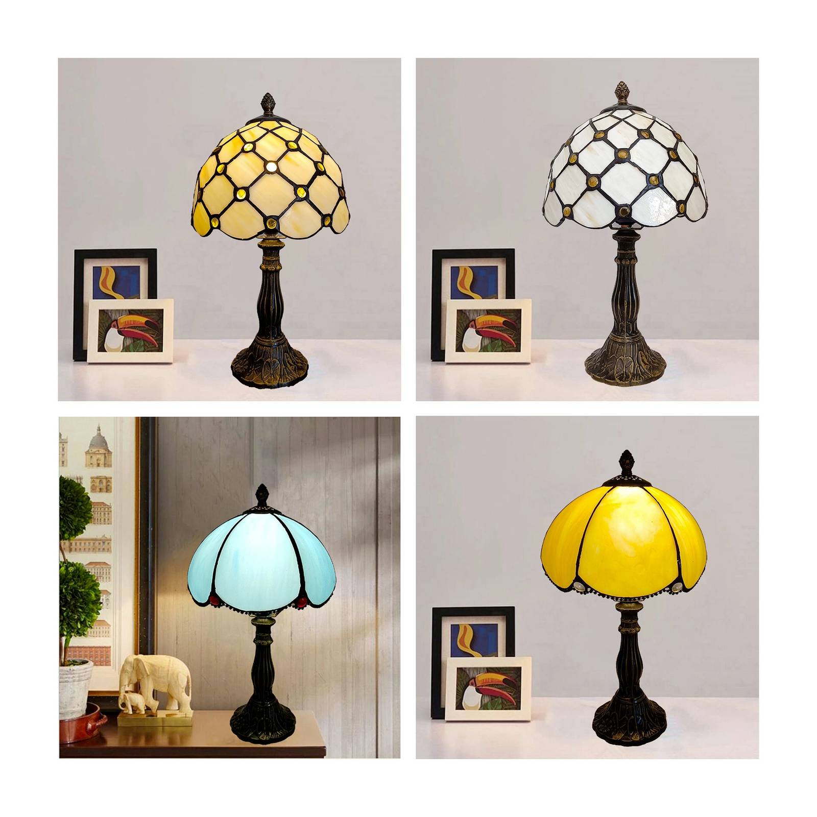 Handcrafted Tiffany Style Lamp Colored Glass Lamp, Add Elegance to Your ... - $120.00