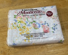 Vtg Cannon Monticello Floral Print Full Flat Sheet  Garden Cottagecore F... - $24.74