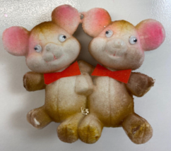 Vintage Pair 3 in Wiggle Eyes Mice Mouse Felt Christmas Ornament - £13.44 GBP