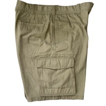 PERRY ELLIS Mens Cargo Shorts Size 34 Flat Front Cotton Khaki Hiking Outdoor - £19.42 GBP