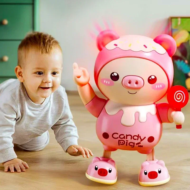 Electronic Pets Dancing Toy With Swing Light Music Cute Pig Cartoon Animal Baby - £12.98 GBP+