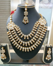 Bollywood Stil Vergoldet Indisch Kundan Halsband Braut Schmuck-Set - £22.40 GBP