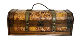 Vintage Wooden Wine Bottle Carrying Case in Rustic Brown Pattern, Pre-owned - £25.88 GBP