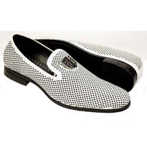 Stacy Adams Men Shoes Swagger Studded Slip On Satin Black White Formal 25228-111 image 2