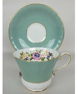 Vintage Aynsley Blue Floral Teacup &amp; Saucer Gold Rim 2970 - £23.22 GBP